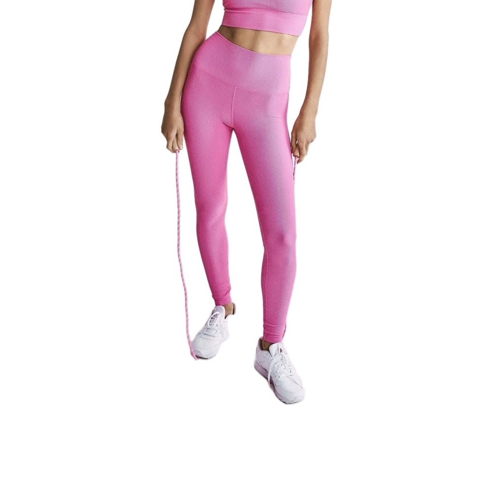 LoveShackFancy x BeachRiot Ribbed High Rise Leggings Pink Small LSF Collab Activ